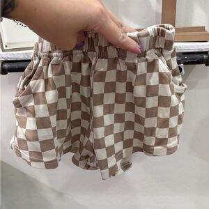 Kids Checkered Tan and White Shorts